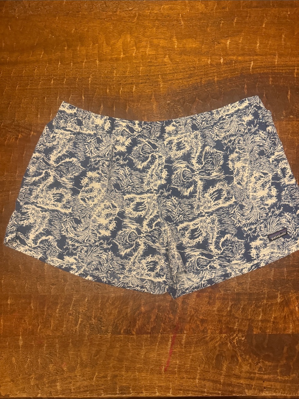 Patagonia Blue and White "Crash" Athletic Shorts, Size XL